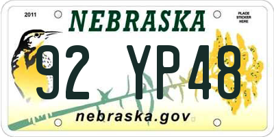 NE license plate 92YP48