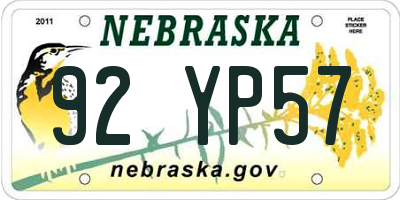 NE license plate 92YP57