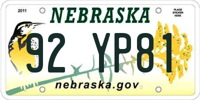 NE license plate 92YP81