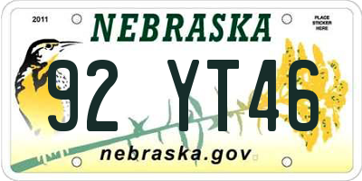 NE license plate 92YT46