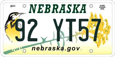 NE license plate 92YT57