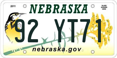 NE license plate 92YT71
