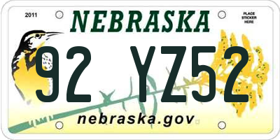 NE license plate 92YZ52