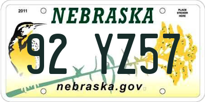 NE license plate 92YZ57