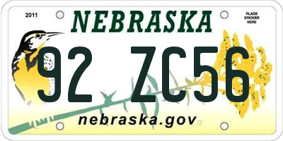 NE license plate 92ZC56