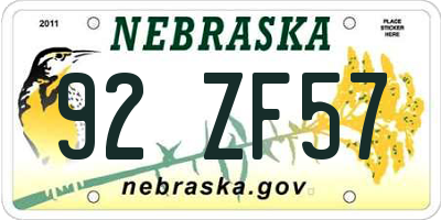 NE license plate 92ZF57