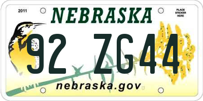 NE license plate 92ZG44