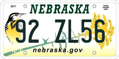 NE license plate 92ZL56