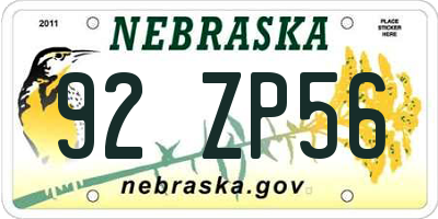 NE license plate 92ZP56