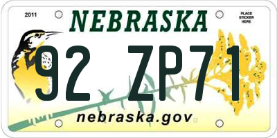 NE license plate 92ZP71