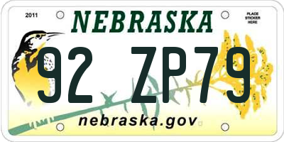 NE license plate 92ZP79