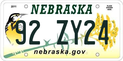 NE license plate 92ZY24