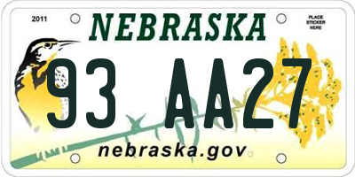 NE license plate 93AA27