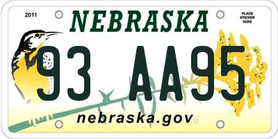 NE license plate 93AA95