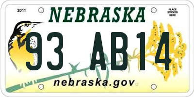 NE license plate 93AB14