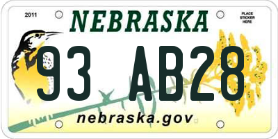 NE license plate 93AB28