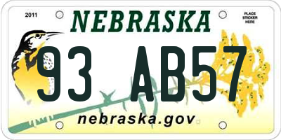 NE license plate 93AB57