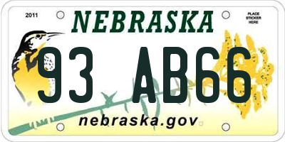 NE license plate 93AB66