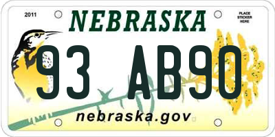 NE license plate 93AB90