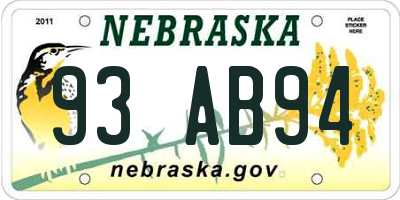 NE license plate 93AB94