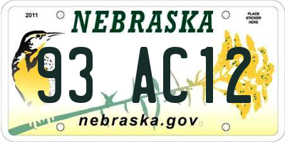 NE license plate 93AC12