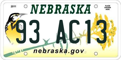 NE license plate 93AC13