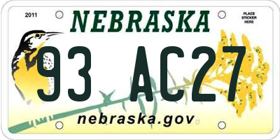NE license plate 93AC27