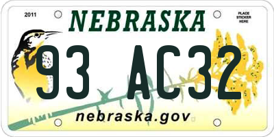 NE license plate 93AC32