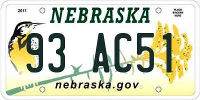 NE license plate 93AC51