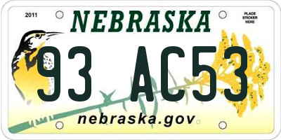 NE license plate 93AC53