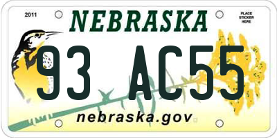 NE license plate 93AC55