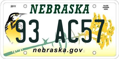 NE license plate 93AC57
