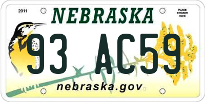 NE license plate 93AC59