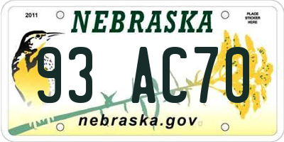 NE license plate 93AC70