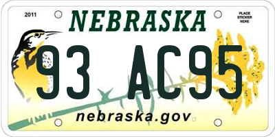 NE license plate 93AC95