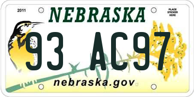 NE license plate 93AC97