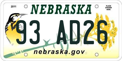 NE license plate 93AD26