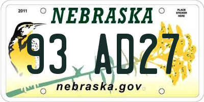NE license plate 93AD27