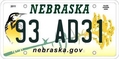 NE license plate 93AD31