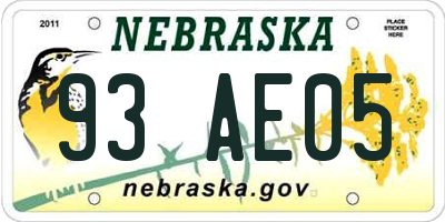 NE license plate 93AE05