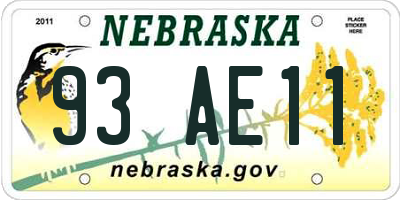 NE license plate 93AE11