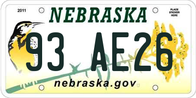 NE license plate 93AE26