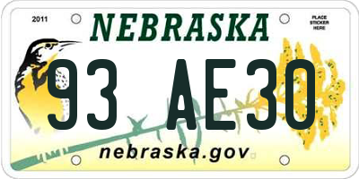 NE license plate 93AE30