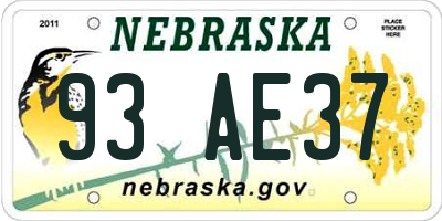 NE license plate 93AE37