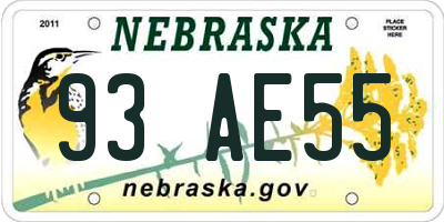 NE license plate 93AE55