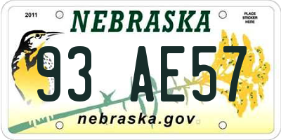 NE license plate 93AE57