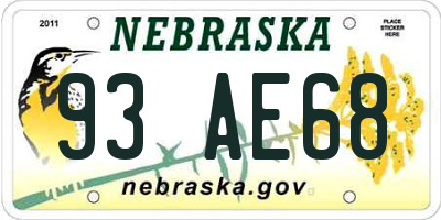 NE license plate 93AE68