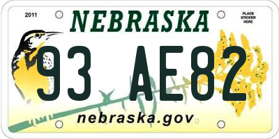 NE license plate 93AE82