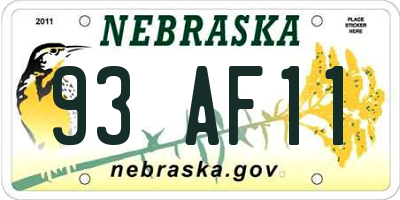 NE license plate 93AF11