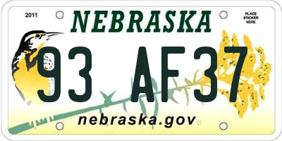 NE license plate 93AF37